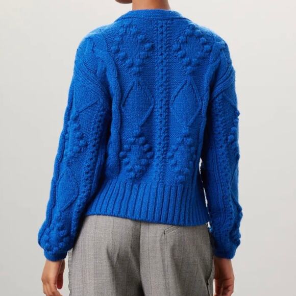 Slate & Willow Women's Bobble Chunky Knit Cardigan Sweater XS Blue - Picture 6 of 14